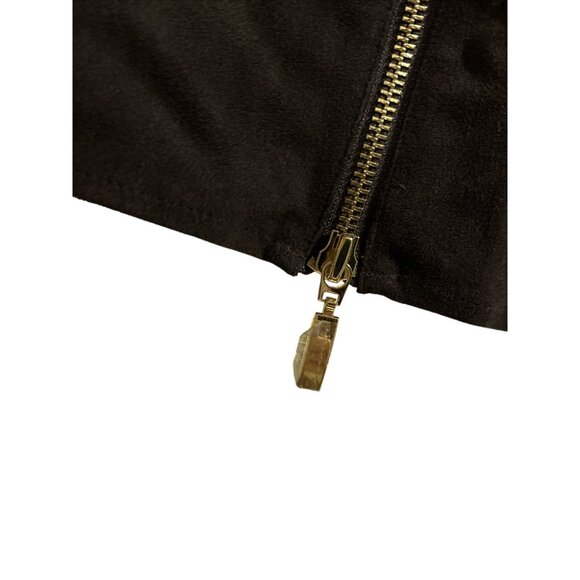 Chico's Espresso Brown Vegan Gold Zippers Jacket Size 1 Petite NWOT - Picture 5 of 11